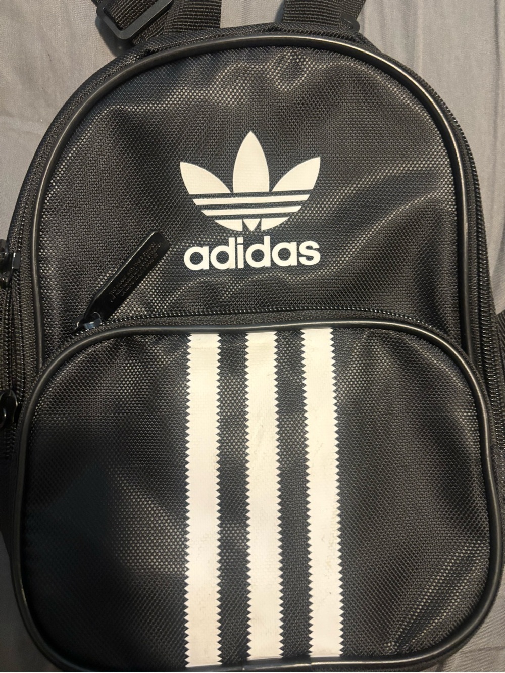 adidas Black Mini Backpack with White Three Stripes - Picture 2 of 3